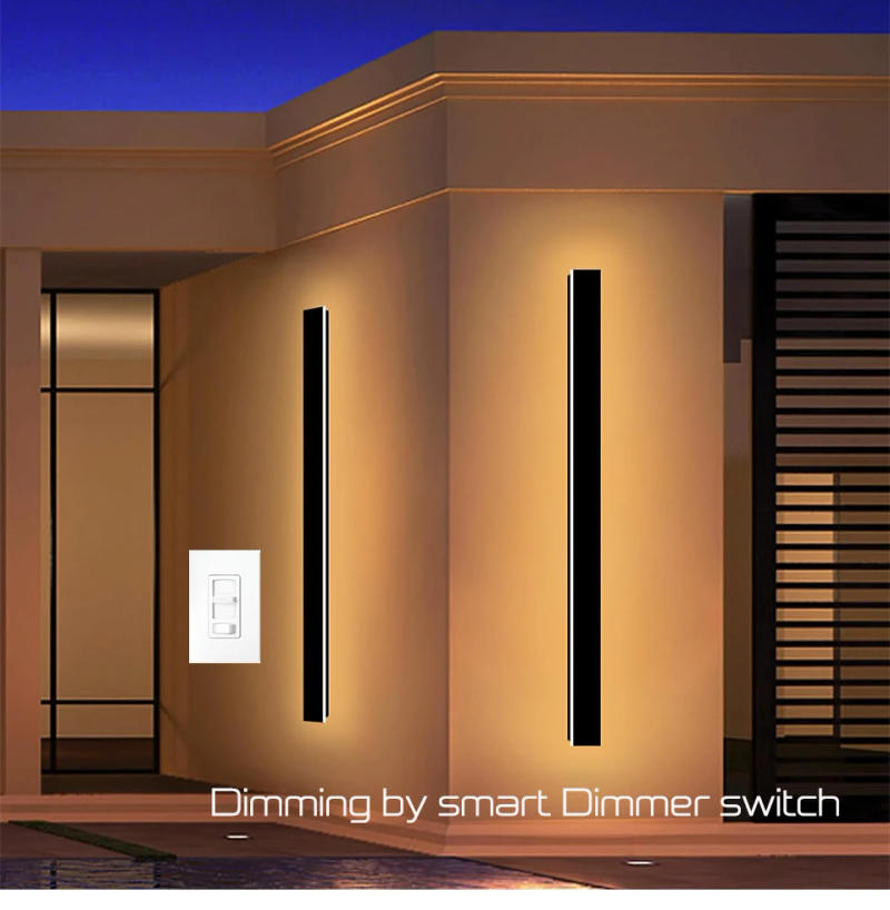 Description Picture 4 of itemOutdoor Long Liner Wall Lights 3000K 4000K 6000K Dimmable Lamp Anti Rust Waterproof Wall Sconces for Garden Porch Garage Hallway