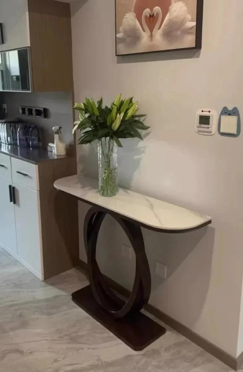Description Picture 3 of itemLuxurious Slate Console Tables Italian Semicircular Iron Entrance Cabinet Table Home Furniture Creative Corridor End View Desk T