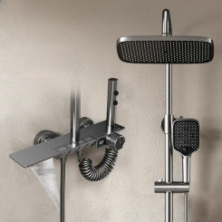 Hot Cold Bath Shower Rain Mixer Faucet Bathroom LCD Digital Thermostatic Shower System Bathtub Wall Mount Full Set Modern Grifo
