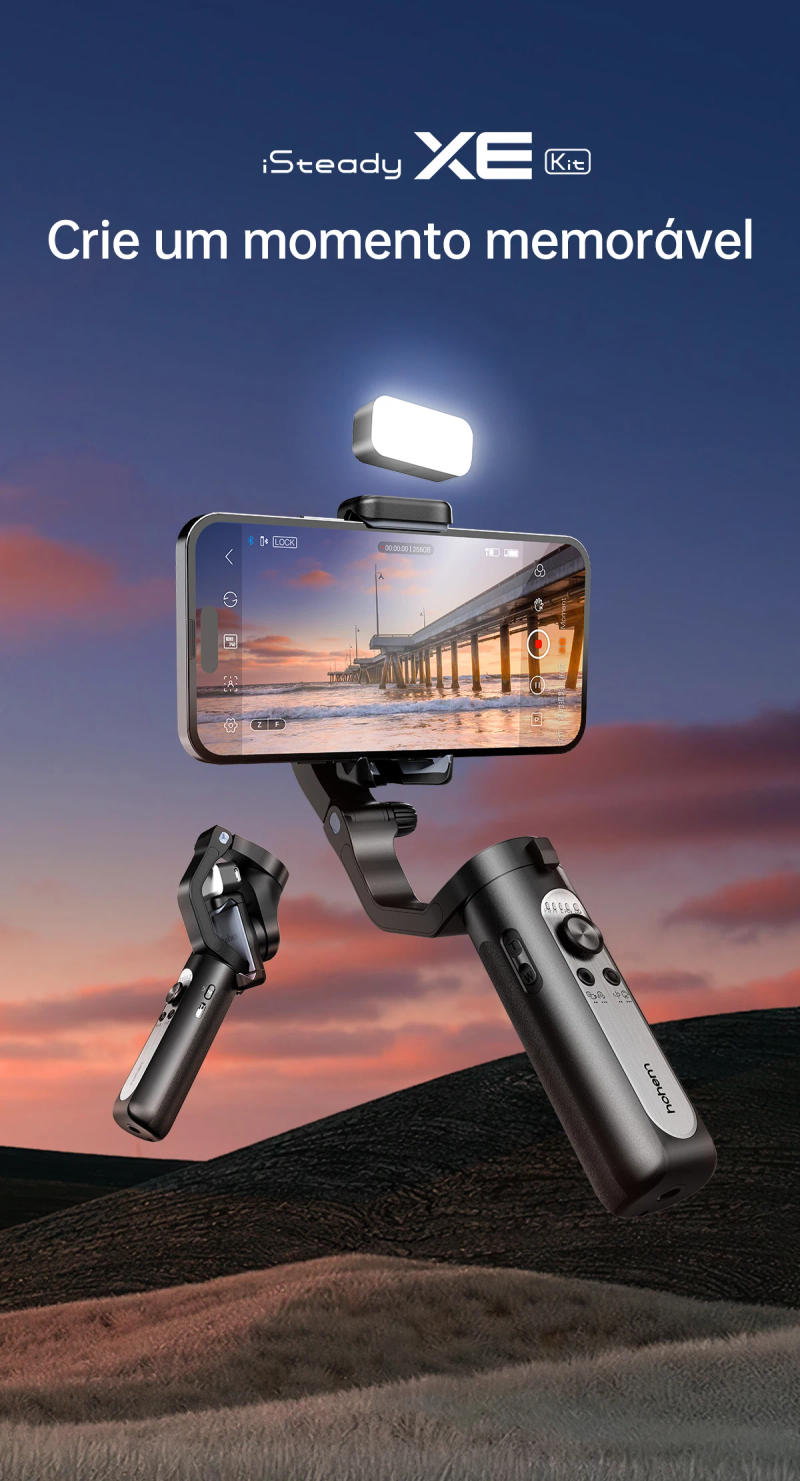 Description Picture 2 of itemHohem iSteady XE 3-Axis Handheld Gimbal Stabilizer for Smartphone with Fill Light for iPhone Android Face Tracking Tiktok Vlog
