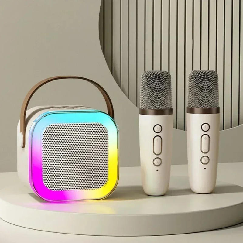 Description Picture 2 of itemK12 Wireless Bluetooth Speaker Multifunction with 2 Microphone RGB Portable Music Player Karaoke Machine for Child Home Gift