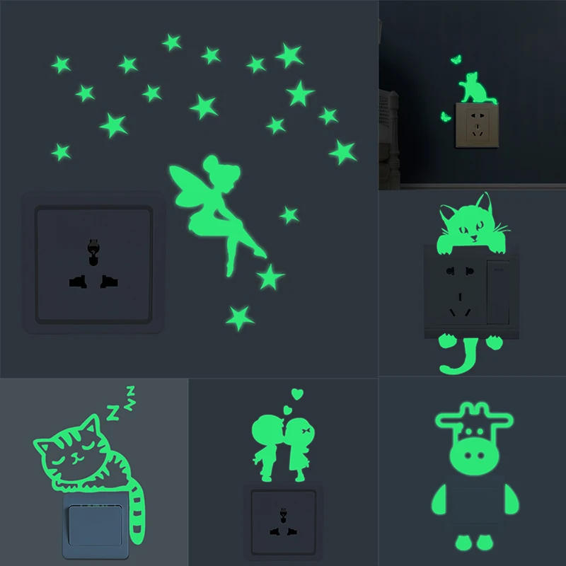 Description Picture 3 of itemCartoon Animal&Cat Pattern Luminous Wall Stickers Eco-friendly PVC Fluorescent Switch Outlet Sticker Wall Decal On-off Sticker