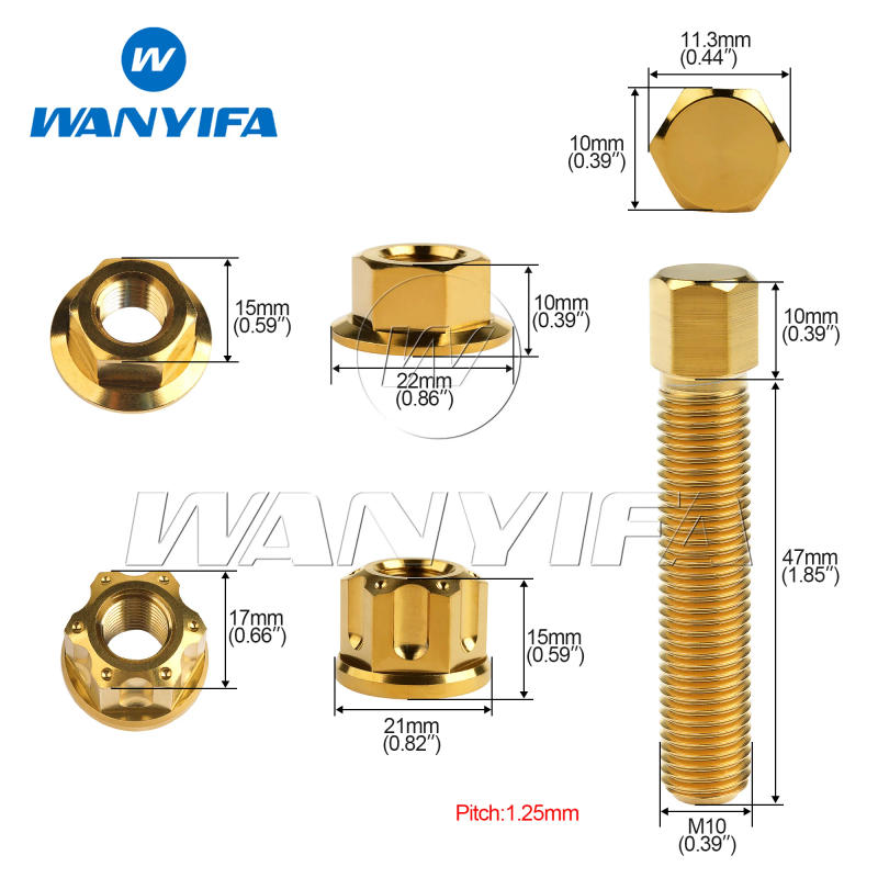 Description Picture 5 of itemWanyifa Titanium Bolt M8x47 M10x47 Pitch 1.25mm Chain Adjustment Bolts Nuts Sets Motorcycle Chains Kits