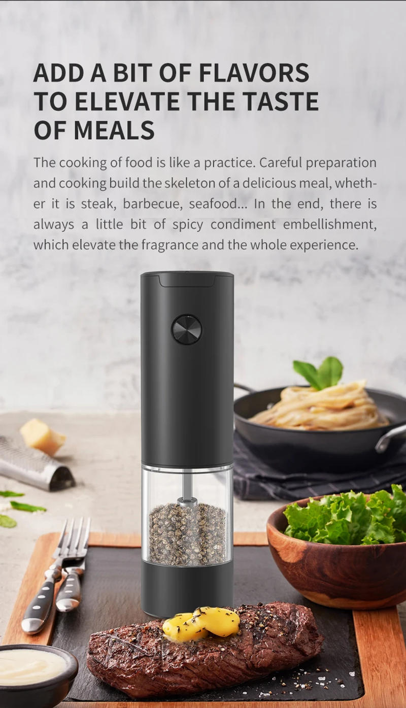 Description Picture 4 of itemElectric Automatic Salt and Pepper Grinder Set Rechargeable With USB Gravity Spice Mill Adjustable Spices Grinder Kitchen Tools