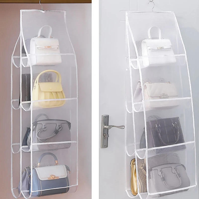 Description Picture 3 of itemHanging Handbag Organizer Wardrobe Closet Transparent Storage Bag Door Wall Clear Sundry Shoe Bag Hanger Pouch Accessories Stuff