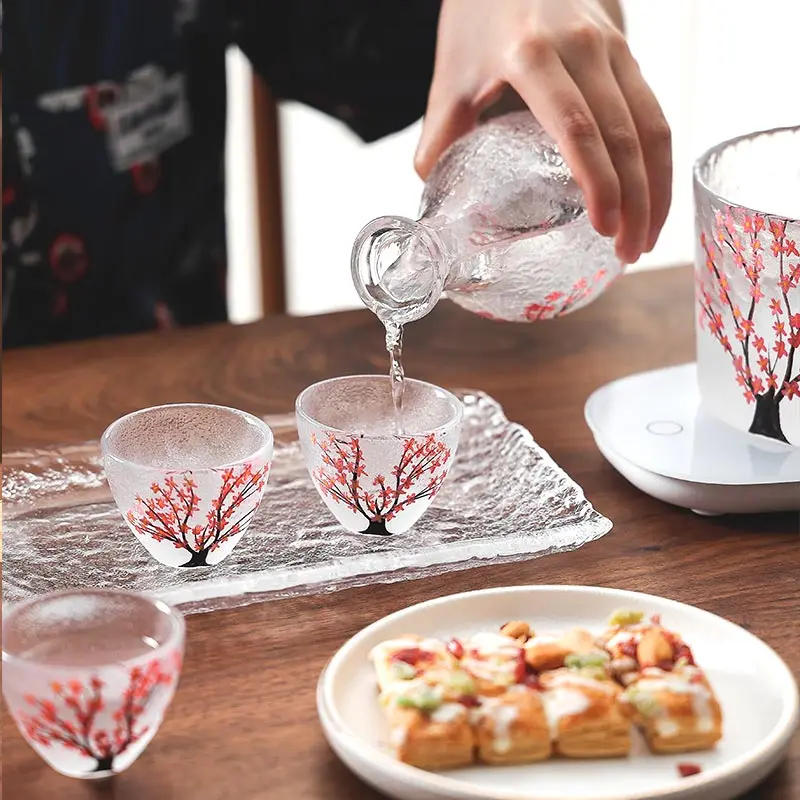 Description Picture 5 of itemJapanese Style Sakura Wine Glasses Wine Decanter Handmade Cocktails Sake Glasses Retro Small Teacups Transparent Water Cup 50ml