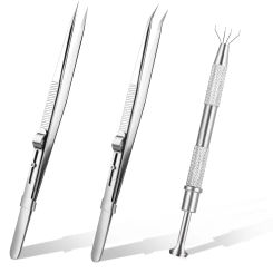 Precision Industrial Tweezers Anti-static Magnetic Stainless Steel Tweezers Set For Electronics Soldering Maintenance Hand Tools
