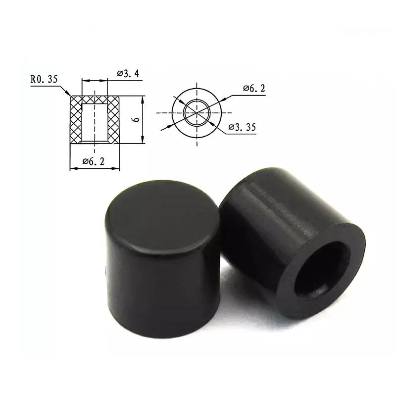 Description Picture 2 of item50Pcs A56 Plastic Cap 6x6mm Tactile Push Button Switch Hat Cover Kit for 6*6mm Switch Red Black Blue Green White Grey Yellow