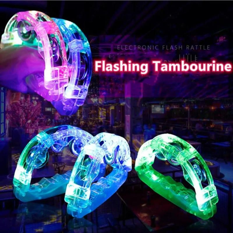 Description Picture 5 of itemFlashing Tambourine LED Light Up Sensory Toy For Kids Musical Instrument Shaking Noisemakers Concert Parties Shaking Toys
