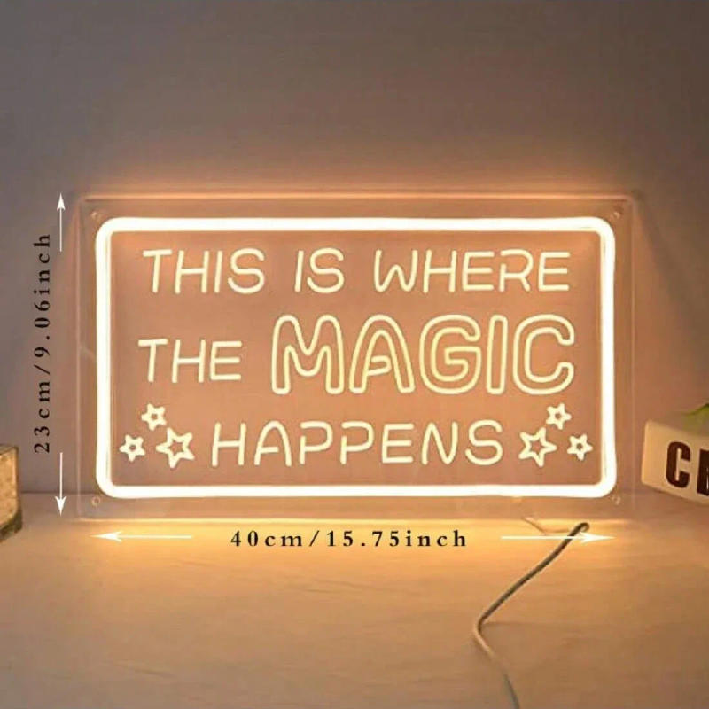 Description Picture 5 of itemThis is where the magic happens Neon SIgns For Wall Decor USB Powered Neon Lights For Home Bedroom Decoration Giifts For Friends