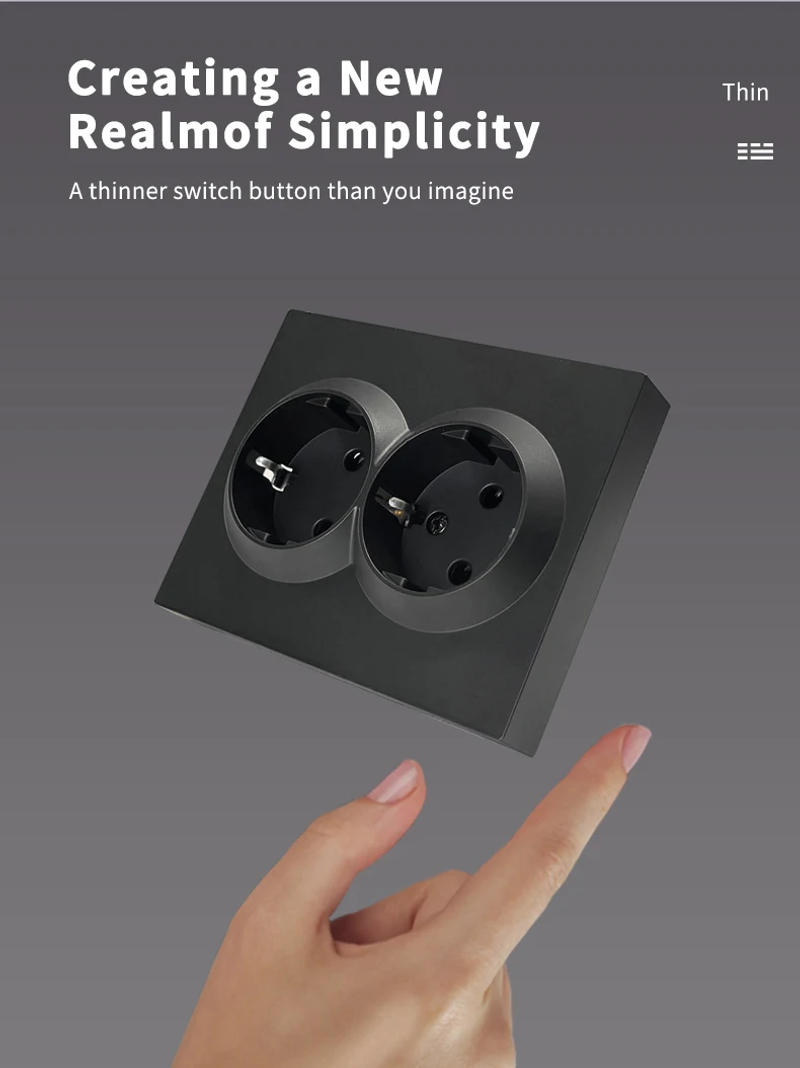 Description Picture 4 of itemWESA Black Power Socket 16A Standard Electrical Outlett With Ground Plug Flame Retardant Spray Paint Plastic Panel Wall Socket