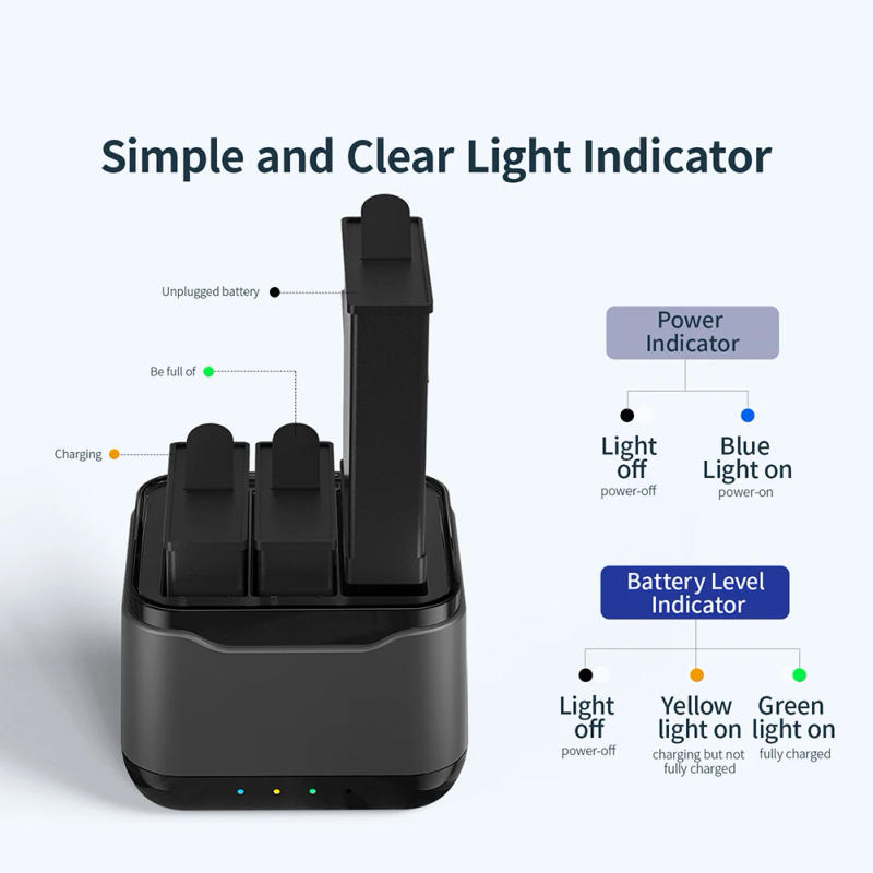 Description Picture 5 of itemBattery Charging Hub for 3 Batteries Station with Charging Light Sports Action Camera Accessories For DJI OSMO Action 4/3 Camera
