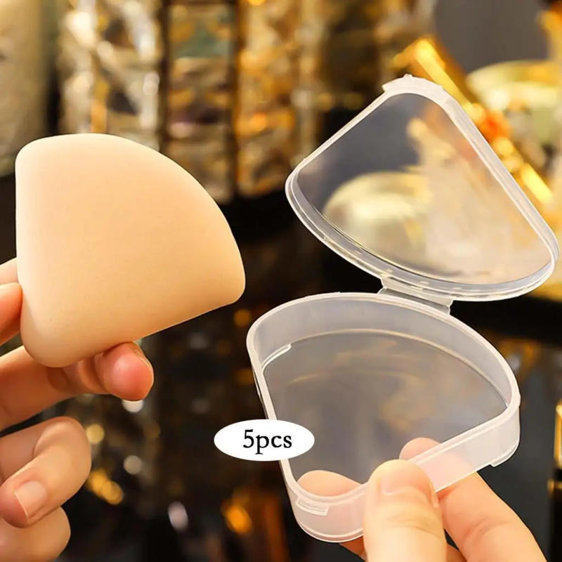 Description Picture 5 of item5Pcs Triangle Protective Puff Box Case Sponge Makeup Powder Puff Container Compact Anti Pollution for Home Travel MakeUpCosmetic