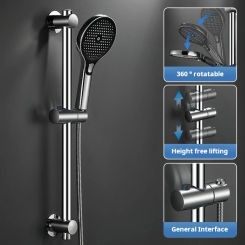 Stainless Steel Punch-free360° Adjustable Holder  Shower Lifting Rod  Adjustable Fixed Shower Slide Bars Shower Head Bracket