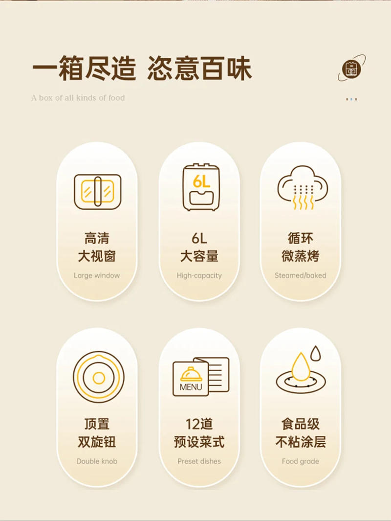 Description Picture 3 of item220V Air Fryer Visual Household New Multifunction Electric Oven Integrated 6L Large Capacity Electric Fryer Air Fryer