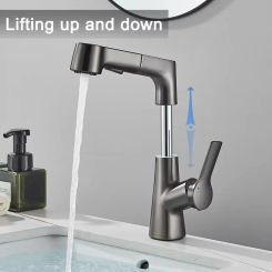 2025 New Style 360° Rotating Pull-out Bathroom Sink Faucet Hot and Cold Water Mixing Faucet Flexible Pull-out Dual Mode Sprayer