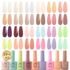 JR 28 pcs 10ml gel nail polish set Including 24 colors top coat base coat remover matte Gel Polish Kit UV LED Soak Off Polish Ho
