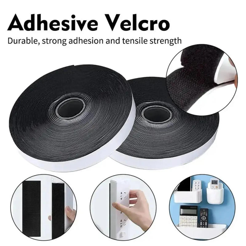Description Picture 2 of itemReusable Magic Nylon Sticker Tape Self Adhesive Extra Strong Double Side Strip with Glue Pad Fluffy Hook and Loop Fastener Strap
