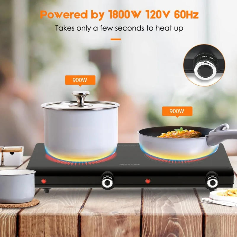 Description Picture 6 of itemElectric Hot Plate for Cooking, Infrared Double Burner,1800W Portable Electric Stove,Heat-up In Seconds,Countertop