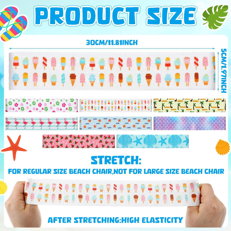 Description Picture 4 of itemTowel Bands for Beach Chairs Colorful Windproof Beach Towel Straps Elastic Bed quilt Sheet Storage Belt Durable Cruise Clips