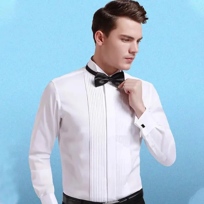 Description Picture 2 of item6XL Men's long sleeve shirt Formal dress Plus size tuxedo Wear free wear anti-wrinkle Business casual High quality solid color