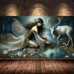 Fantasy Woman And Elk 5D Diamond Painting Forest Landscape Kits Large Size Full Diamond Mosaic Embroidery Cross Stitch Kits
