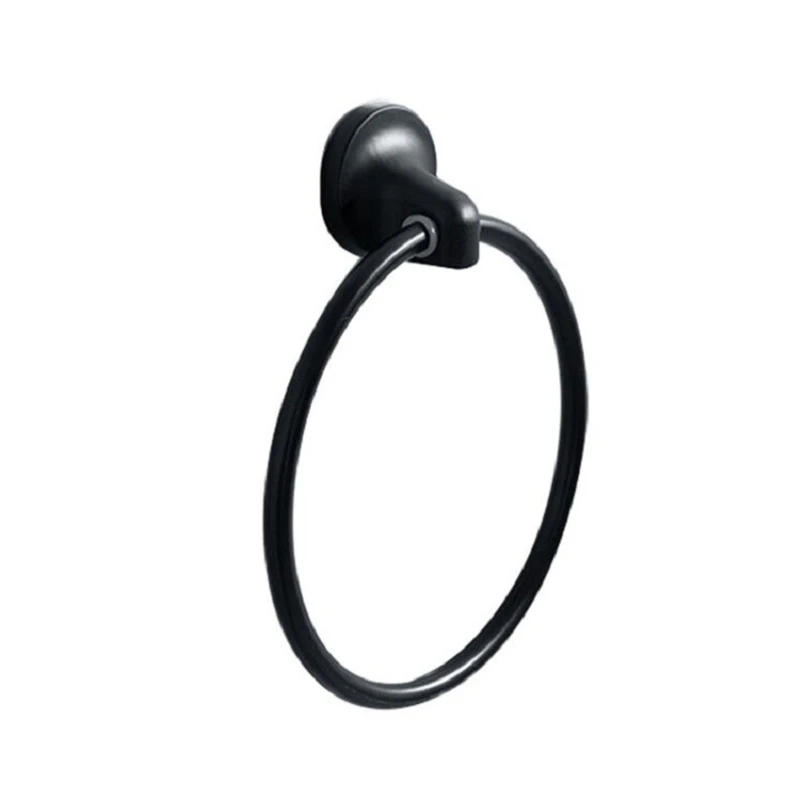 Description Picture 2 of itemNew Wall Mounted Hand Towel Ring Black Round Towel Holder Rustproof Hardware Pendant