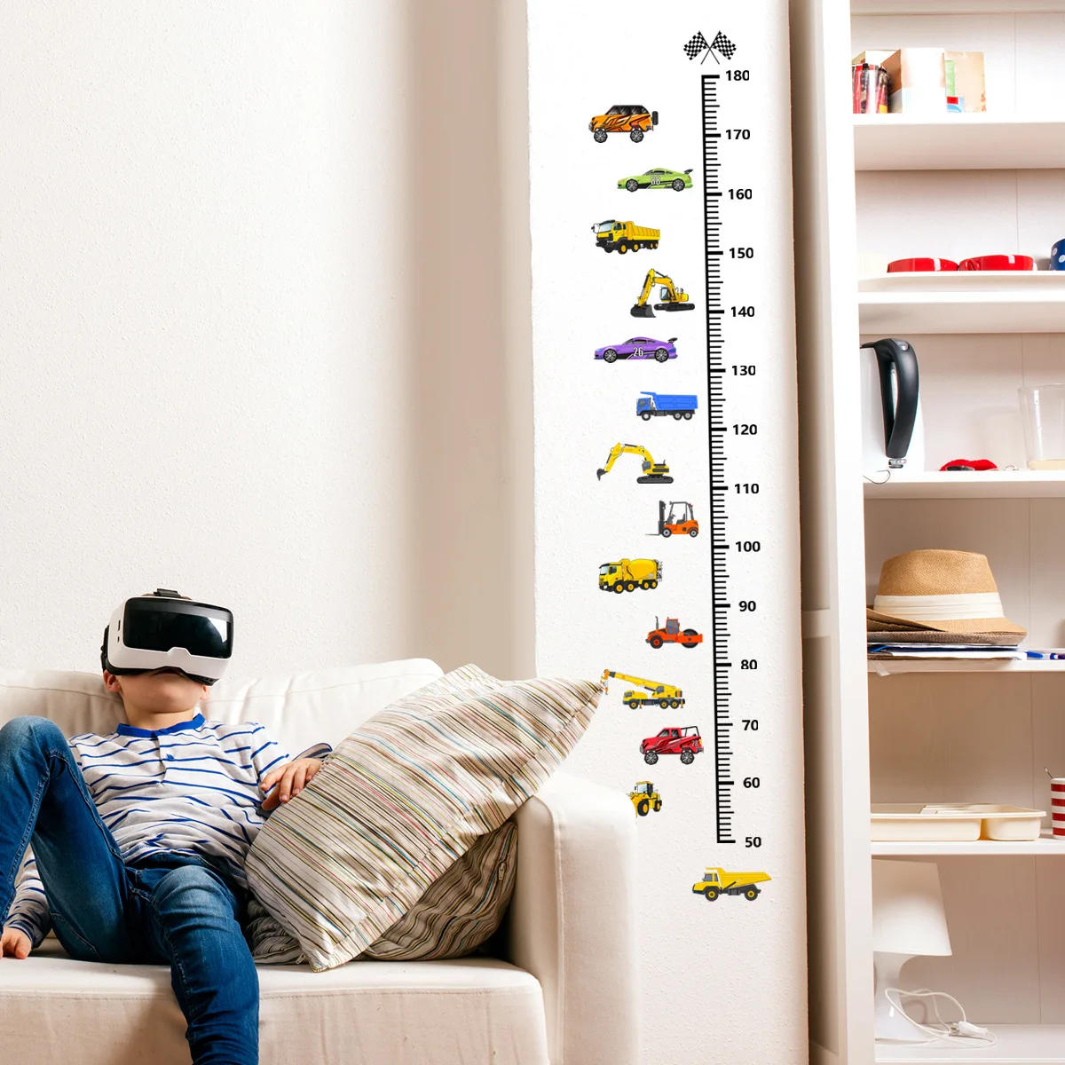 Description Picture 6 of itemTransport Truck/Cars Growth Chart for Kids Wall Stickers Measure Height Wall Chart Children Ruler Nursery Room Decor Wall Art