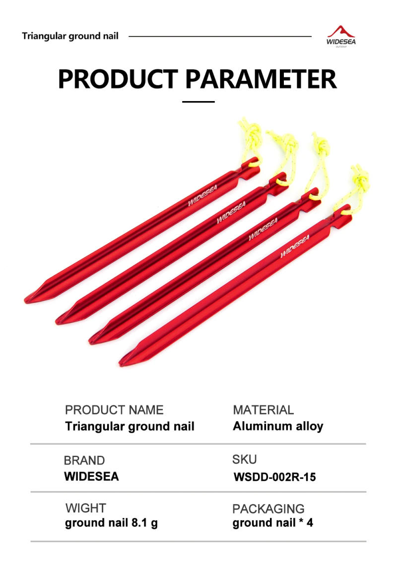 Description Picture 3 of itemWidesea Camping 4pc/set Tent Pegs Stakes Nails for Hard Snow Floor Outdoor Accessories Shelter Equipment Supplies Hiking Tourist