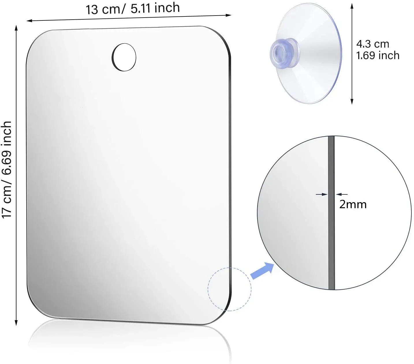 Description Picture 3 of item1 Piece Of Acrylic Mirror Wall Mounted Shower Mirror For Men Shaving Women Makeup Portable Bedroom Bathroom Decoration