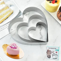 3Pcs/set Stainless Steel Love/Round/Flower Mousse Ring Mold Cheese Dessert Biscuit Cake Mold Flower Cake Cutter Baking Tools