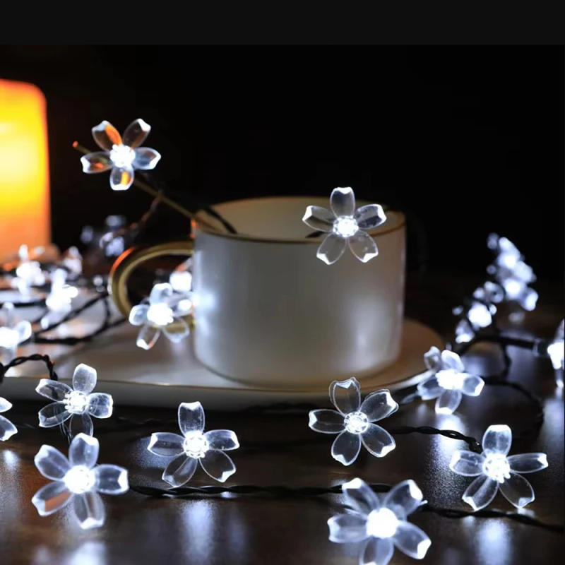 Description Picture 3 of item50 LED 7M solar light string anti narcissus female light cherry blossom Christmas wreath outdoor home garden decoration solar li