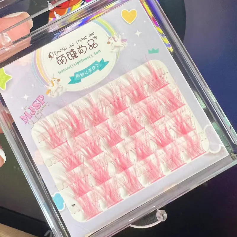 Description Picture 3 of itemColorful Individual Lashes Natural Volume Wispy Segmeted False Eye Lashes Extension Cluster Eyelash Red Purple White Blue Purple