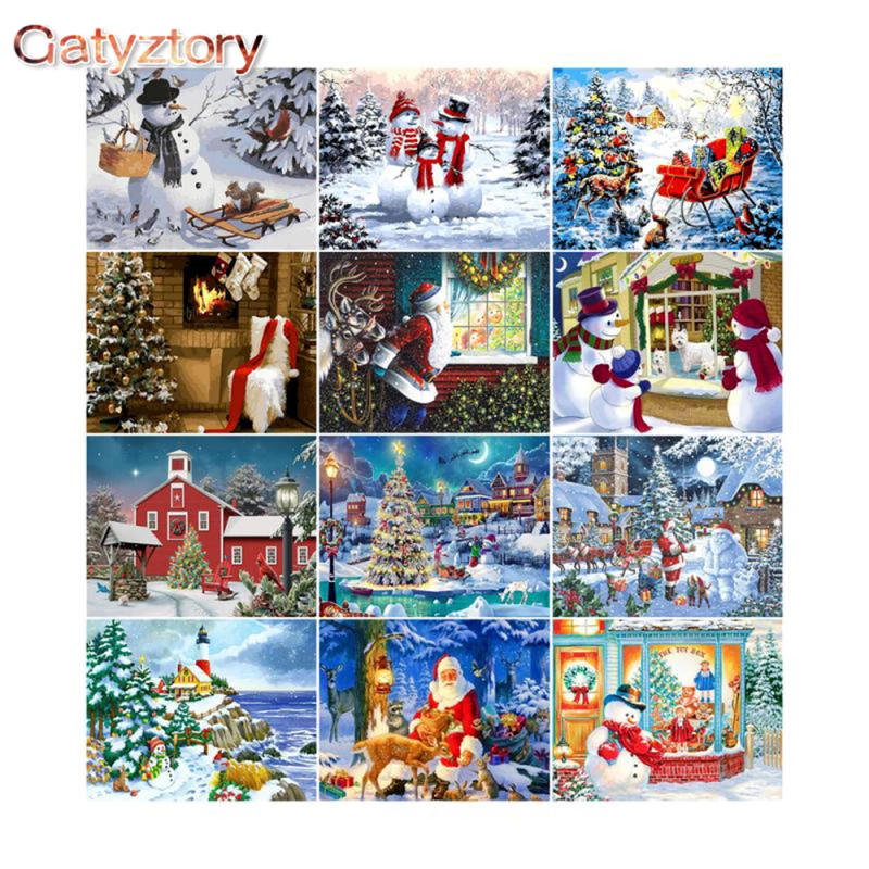 Description Picture 2 of itemGATYZTORY 40x50cm DIY Coloring Paint By Number Christmas Picture Beautiful Painting By Numbers Adults Kit Home Decor Gift 2024