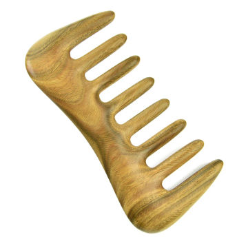 Wide Tooth Hair Comb - Natural Wood Comb For Curly Hair - No Static Sandalwood Hair Pick Wooden Comb For Detangling