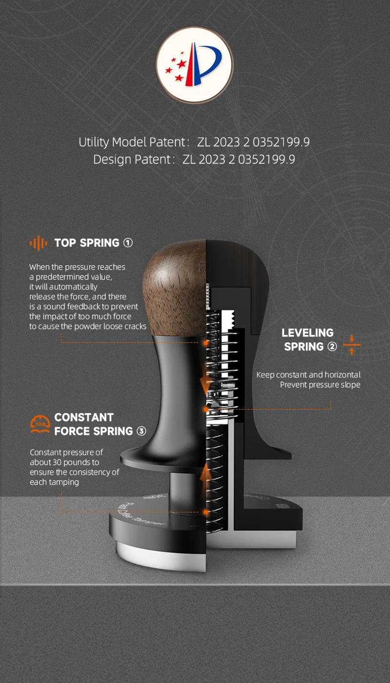 Description Picture 6 of item51/53/58.35mm Coffee Tamper 30lb Constant Pressure Espresso Tamper with Calibrated Spring Loaded Coffee Leveler Barista Tools