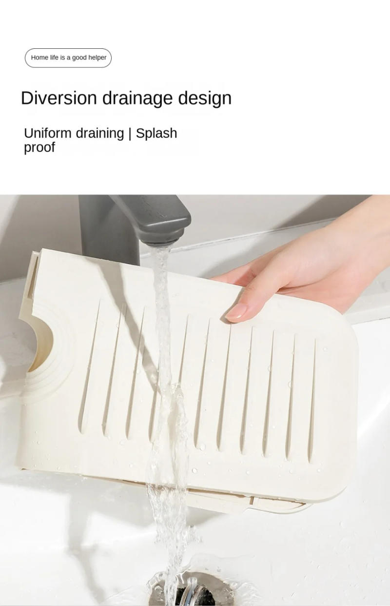 Description Picture 4 of itemSilicone Faucet Mat Anti-slip Thicken Sink Splash Guard Faucet Accessories 37cm/45cm Countertop Protection Mats Farmhouse Decor