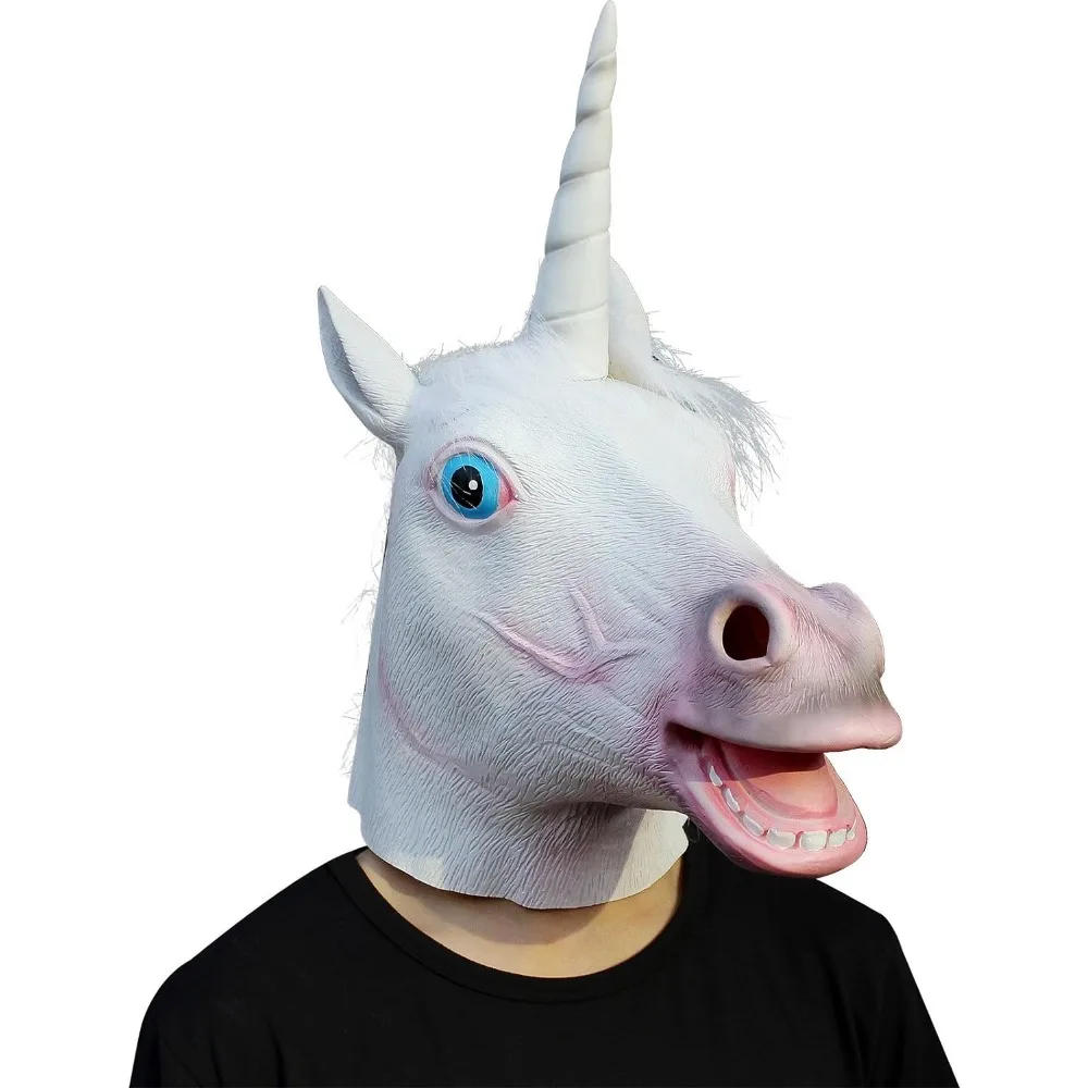 Description Picture 2 of itemAnimal Head Mask Costume Party Unicorn Horse Panda Luminous Head Mask Latex Funny Zoo Prop Full Face Covering Helmet Headgear