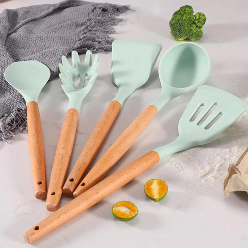 Description Picture 3 of item1PCS Silicone Kitchen Utensils Set Heat Resistant Spatula Spoon Non-Stick Cookware Kitchenware Cooking Food Clip Storage Tube