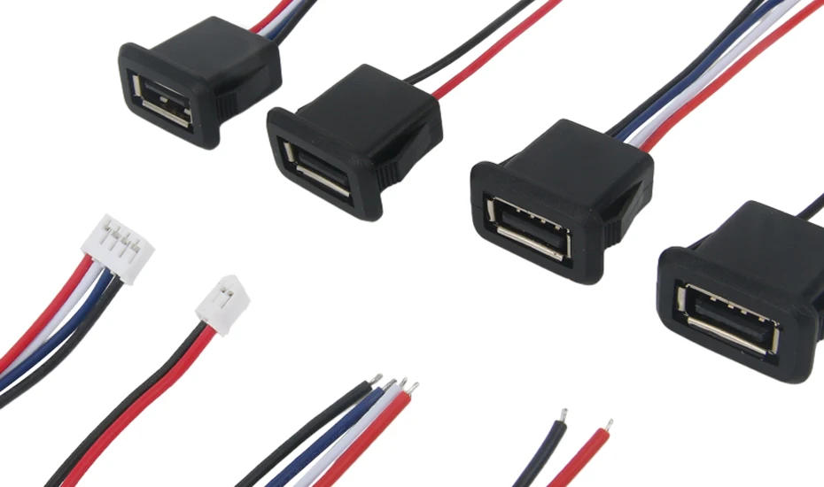Description Picture 3 of item1-10pcs 2 Pin 4 Pin USB 2.0 Female Power Jack 2P 4P USB 2.0 Charging Port Connector Data Interface with Cable USB Charger Socket