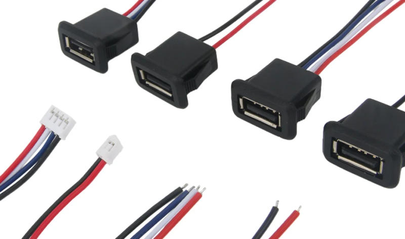 Description Picture 3 of item1-10pcs 2 Pin 4 Pin USB 2.0 Female Power Jack 2P 4P USB 2.0 Charging Port Connector Data Interface with Cable USB Charger Socket