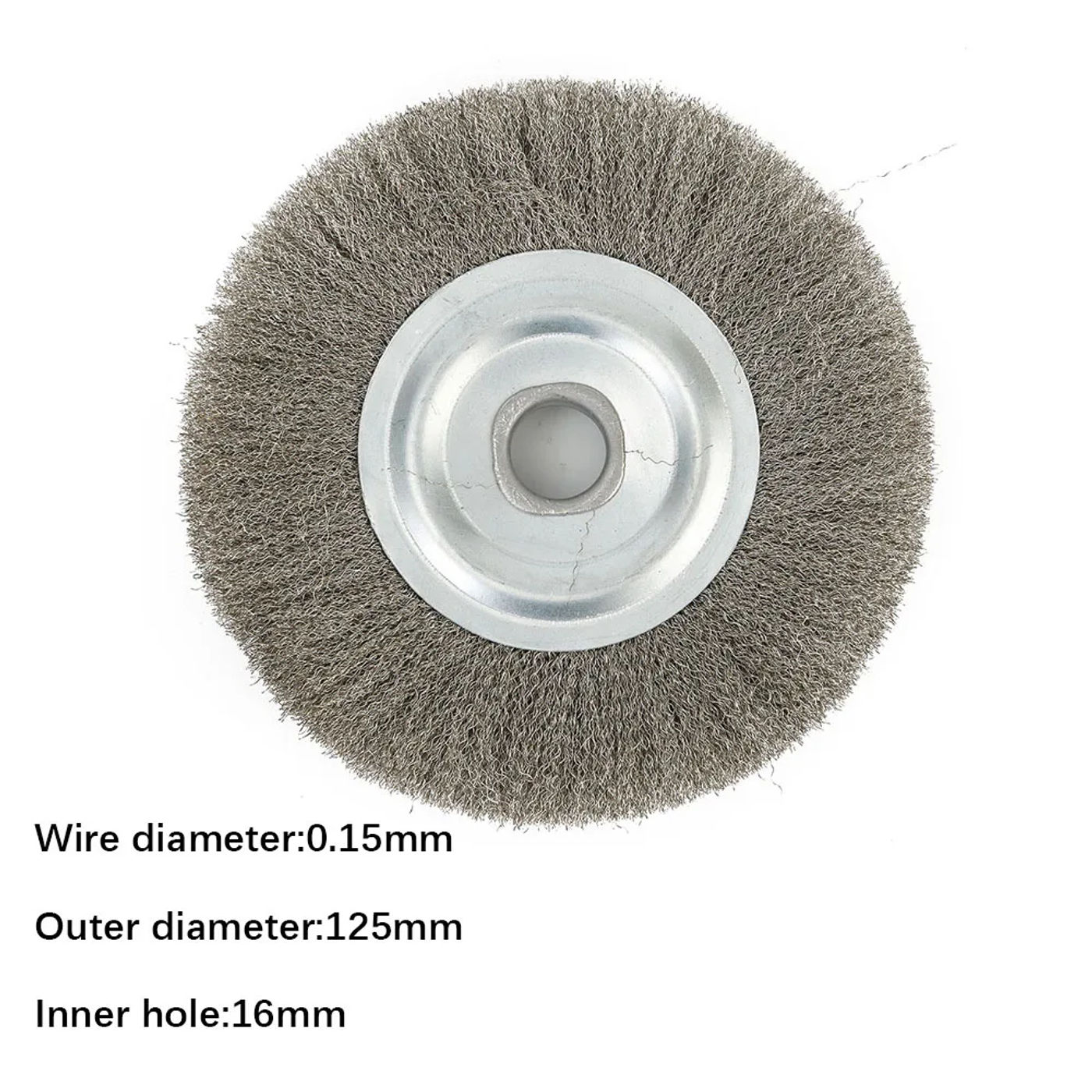 Description Picture 2 of itemCrimped Stainless Steel Wire Wheel Brush 5inch Diameter Moderate Hardness Efficient Cleaning For Deburring And Polishing