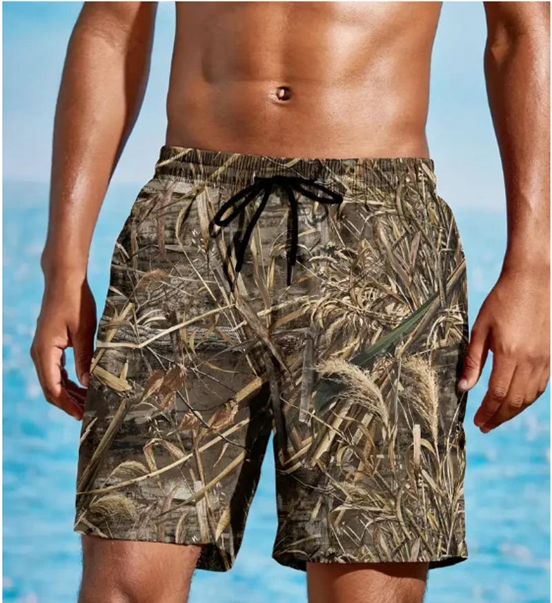 Description Picture 4 of itemFashion Men's 3D Digital Floral Pattern Shorts With Drawstring And Pockets Novel And Chic Shorts Suitable For Summer Beach Trunk