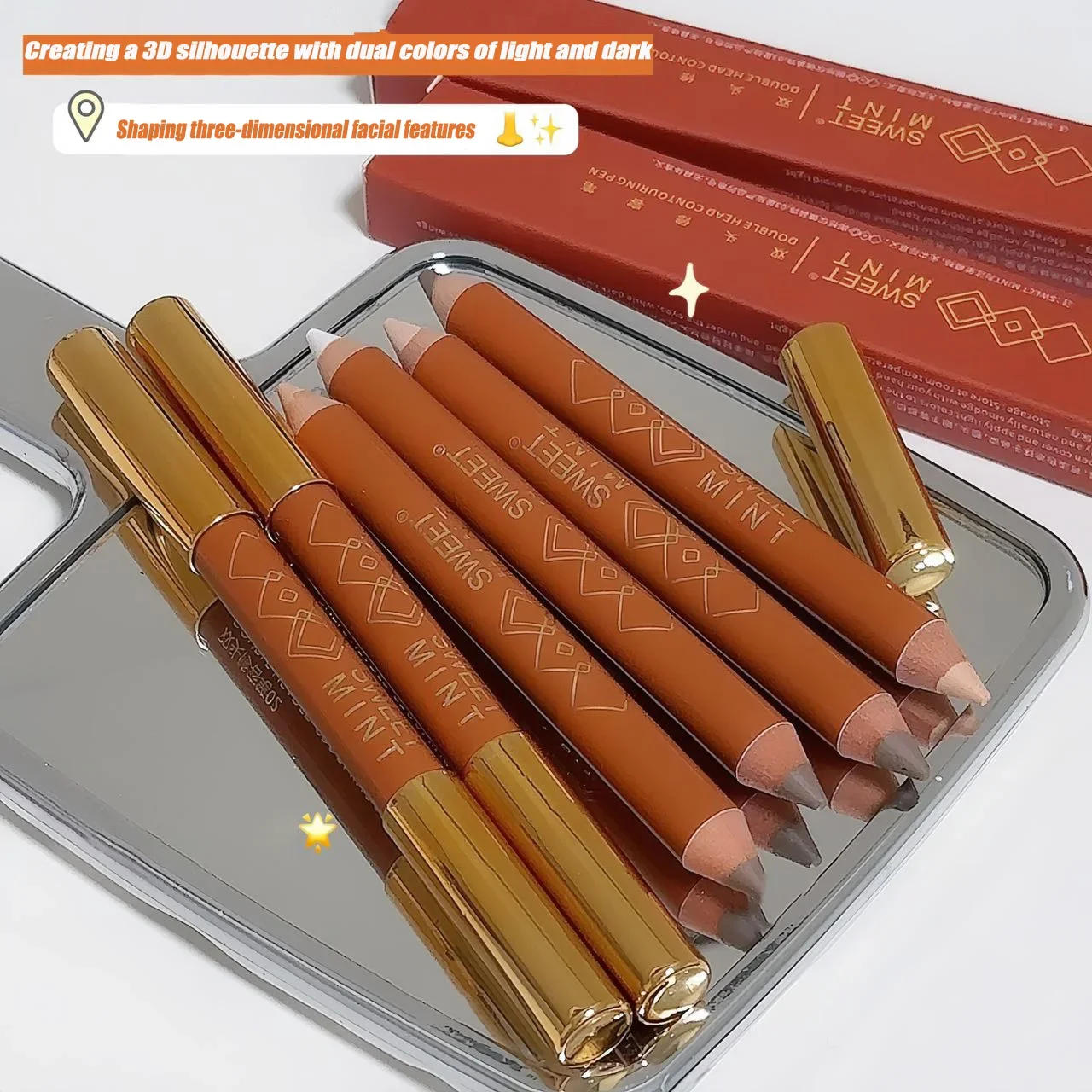 Description Picture 2 of itemDouble Head Face Contour Pen Matte White Highlighting Contour Stick Brightening Skin Tone Concealer Pencil Face Bronzers Makeup