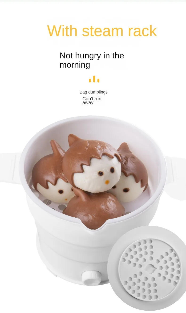 Description Picture 6 of itemFoldable Electric Cooker 220V Mini Multifunction Hot Pot Food Steamer Cooking Machine for Dormitory Noodle Cooker for Travel