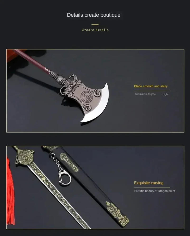 Description Picture 5 of itemRetro Mini Weapon Model Full Metal Jin Gu Bang Samurai Sword Model Ornament Game weapons role playing photo prop Children's Gift