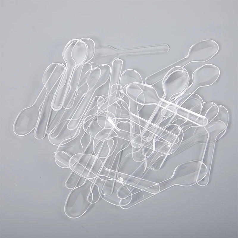 Description Picture 5 of item200 Pcs Mini Clear Plastic Spoons Disposable Flatware Spoons For Jelly Ice Cream Dessert Appetizer Disposable Plastic Spoon