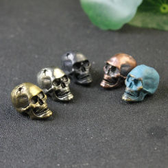 Bullet Hole Skull Skeleton Knife Bead Lanyard Pendant Brass Punk Horror Ghost Head Figurines EDC DIY Paracord Bracelet Accessory