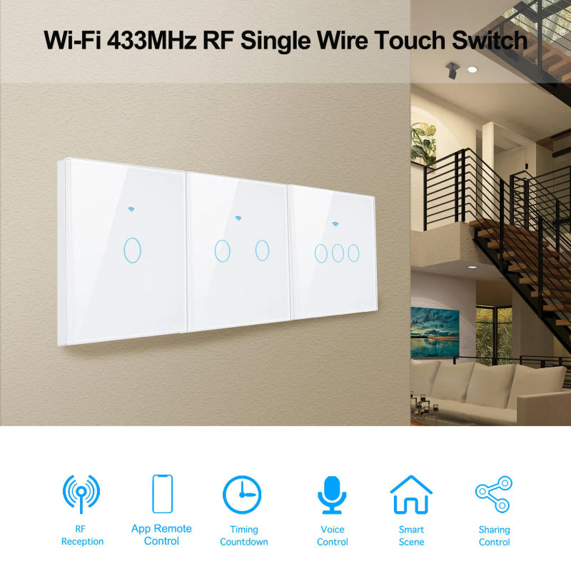 Description Picture 3 of itemAXUS EU WiFi Smart Light Switches Touch Switch RF433 No Neutral Wire Smart Home Life Tuya App Control Support Alexa Google Home
