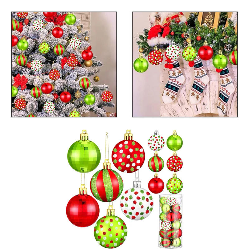 Description Picture 6 of item24Pcs Festive Christmas Ball Ornaments with Stunning Glitter Design Perfect Addition to Your Holiday Decorations